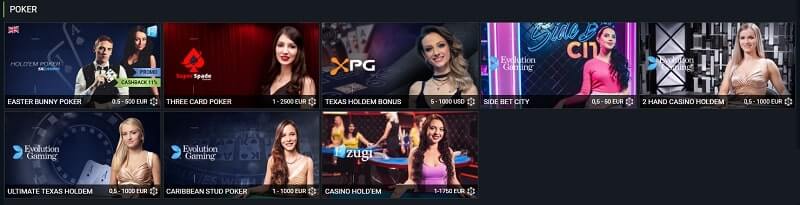 1xbet poker